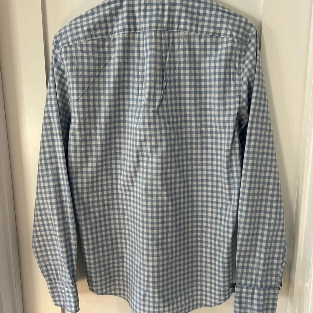 J. Crew blue  gingham pattern Wash Organic Cotton button Down Shirt Size S